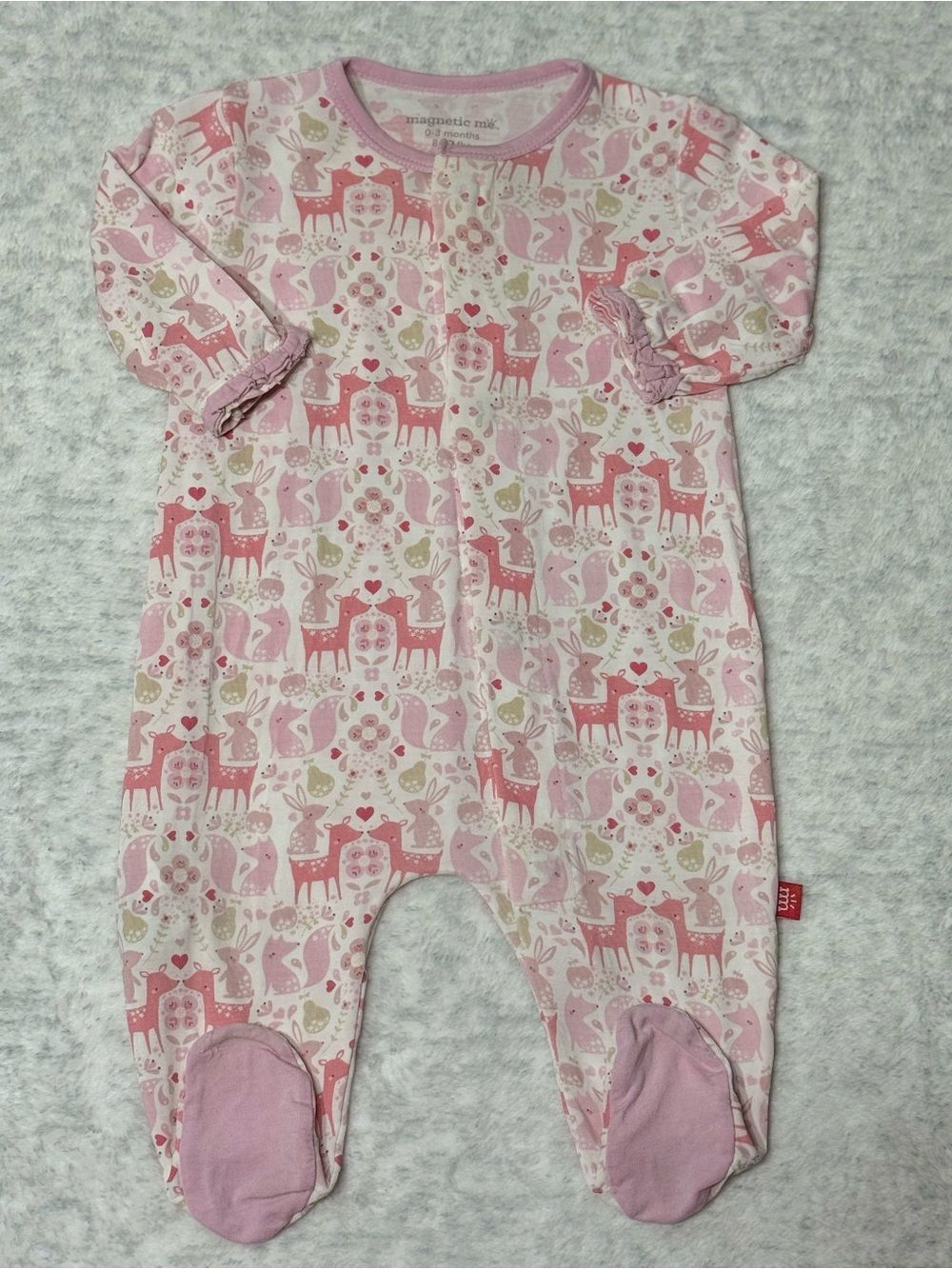 Magnetic Me Pink Woodland Animals Footie Sleeper 0-3M Baby Girl Modal Forest